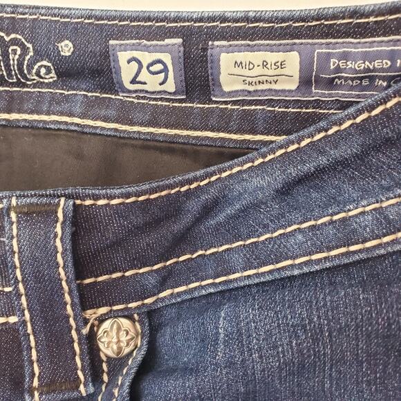 Miss Me Jeans 29 Mid Rise Skinny Houndstooth Sequin Y2k Embroidered Womens Size - Picture 9 of 9